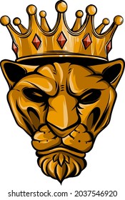 Vintage vector illustration of a tiger in a crown