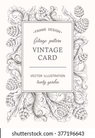 Vintage vector invitation card. Decorative victorian flowers illustration. Invitation, Save the date,  RSVP, Reception, Thank you  card template with floral background.