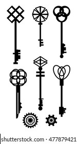 Vintage vector Key Set. Illustration Steampunk.
