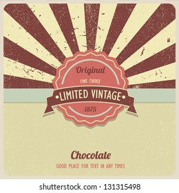 Vintage vector label on sunrays background