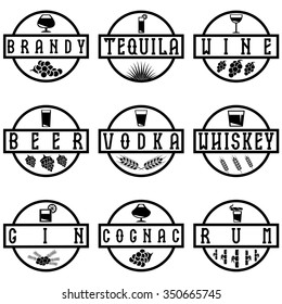 vintage vector labels set of alcohol drinks