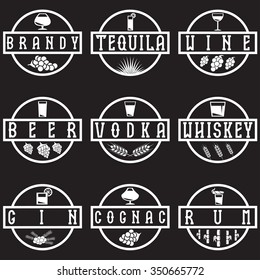 vintage vector labels set of alcohol drinks