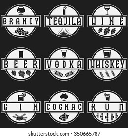 vintage vector labels set of alcohol drinks