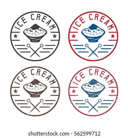 vintage vector labels set with cup of ice cream