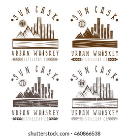vintage vector labels set of urban whiskey 