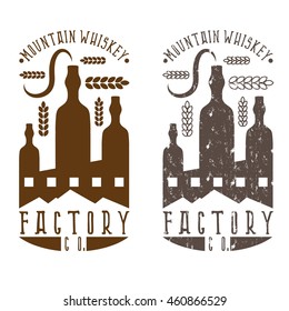 vintage vector labels set of whiskey factory