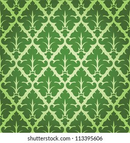 Vintage Vector Leaf Damask Brocade Vine Tapestry Wallpaper Background Pattern