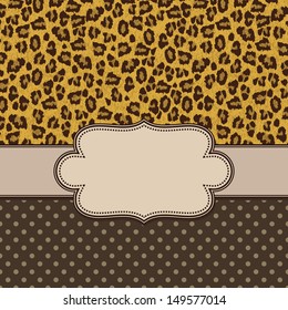 Vintage vector leopard frame with text place