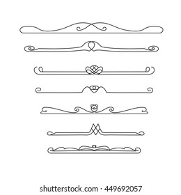  Vintage vector line elements. Set of calligraphic decorative dividers borders.