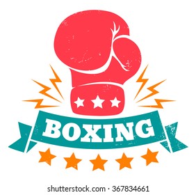 Vintage vector logo for boxing with glove