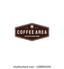 Vintage vector logo for coffee shop. Outline logotype with coffee bean and navigation mark