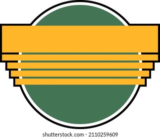Vintage vector logo image in 50s style using yellow and green colors with black edges, mid-century style, vintage vector, retro style