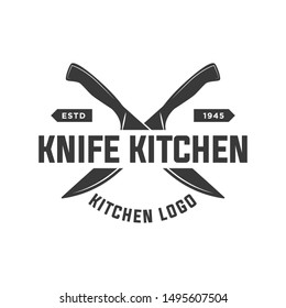 Vintage vector logo kitchen knife.