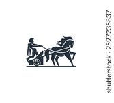 vintage vector logo of knight or warrior riding a chariot