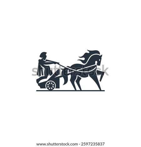 vintage vector logo of knight or warrior riding a chariot