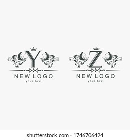 Vintage vector logo with a letter. Vip font with a pattern.