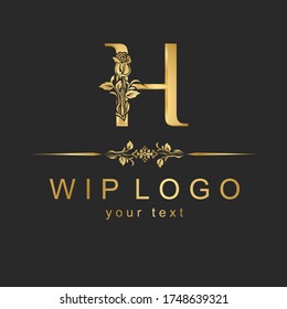 Vintage vector logo with letter. Vip font with a drawing.