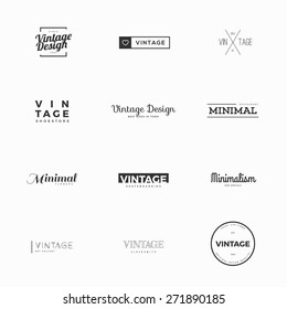 Vintage Vector Logo Templates For Brand Design. Twelve Examples Of Modern And Minimal Logo Vectors