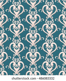 Vintage Vector Luxury Baroque card. Damask ornamented decor. Royal Victorian poster for wedding, greetings, events, celebration, anniversary. Trendy fall color