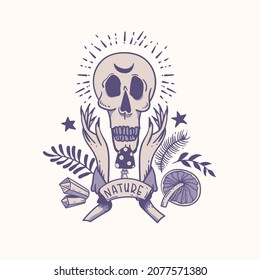 Vintage vector magic simbols. Witchcraft greeting card. Spiritual mystic hand drawn elements.