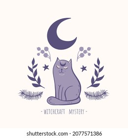 Vintage vector magic simbols. Witchcraft greeting card. Spiritual mystic hand drawn elements.