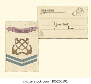 Vintage Vector Marine Postcard