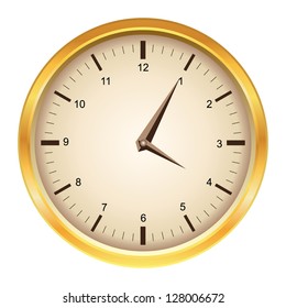 Vintage vector mechanical golden wall clock
