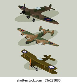 Vintage Vector Military Airplanes  image design set for your illustration, postcards, posters, sticker, label and other design need. 