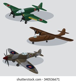 Vintage Vector Military Airplanes  image design set for your illustration, postcards, posters, sticker, label and other design need. 