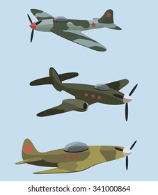Vintage Vector Military Airplanes  image design set for your illustration, postcards, posters, sticker, label and other design need. 
