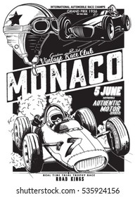 Vintage Vector Monaco Race Poster 