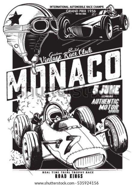 vintage vector monaco race\
poster 