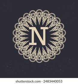 Klassische Vektorgrafik Monogramm Design-Buchstabe N