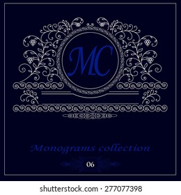 Vintage vector monogram. Elegant emblem logo for restaurants, hotels, bars and boutiques.