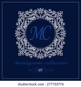 Vintage vector monogram. Elegant emblem logo for restaurants, hotels, bars and boutiques.