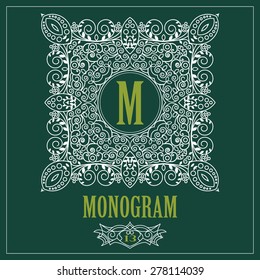 Vintage vector monogram. Elegant emblem logo for restaurants, hotels, bars and boutiques.