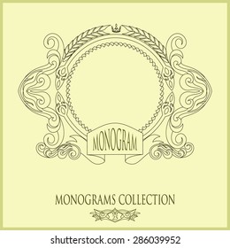 Vintage vector monogram. Elegant emblem logo for restaurants, hotels, bars and boutiques.