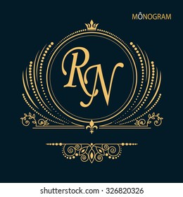 Vintage vector monogram.
Elegant emblem logo for restaurants, hotels, bars and boutiques. It can be used to design business cards, invitations, booklets and brochures
