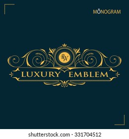 Vintage vector monogram.
Elegant emblem logo for restaurants, hotels, bars and boutiques. 