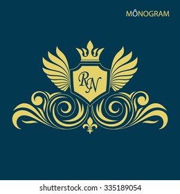 Vintage vector monogram.
Elegant emblem logo for restaurants, hotels, bars and boutiques. It can be used to design business cards, invitations, booklets and brochures.
