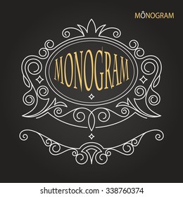 Vintage vector monogram. Elegant emblem logo for restaurants, hotels, bars and boutiques. It can be used to design business cards, invitations, booklets and brochures. 