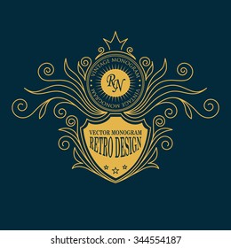 Vintage vector monogram. Elegant emblem logo for restaurants, hotels, bars and boutiques. It can be used to design business cards, invitations, booklets and brochures.
