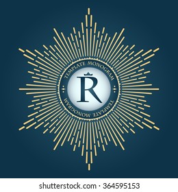 Vintage vector monogram.  Elegant emblem logo for restaurants, hotels, bars and boutiques. It can be used to design business cards, invitations, booklets and brochures