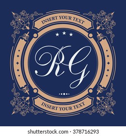 Vintage vector monogram.
Elegant emblem logo for restaurants, hotels, bars and boutiques. It can be used to design business cards, invitations, booklets and brochures
