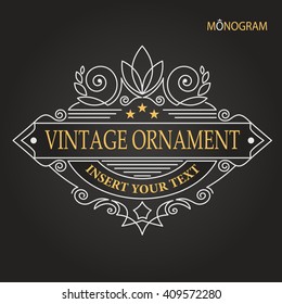 Vintage vector monogram.
Elegant emblem logo for restaurants, hotels, bars and boutiques. It can be used to design business cards, invitations, booklets and brochures.