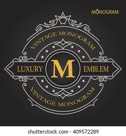Vintage vector monogram.
Elegant emblem logo for restaurants, hotels, bars and boutiques. It can be used to design business cards, invitations, booklets and brochures.