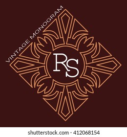 Vintage vector monogram. Elegant emblem logo for restaurants, hotels, bars and boutiques. It can be used to design business cards, invitations, booklets and brochures.