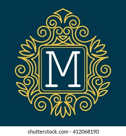 Vintage vector monogram. Elegant emblem logo for restaurants, hotels, bars and boutiques. It can be used to design business cards, invitations, booklets and brochures.