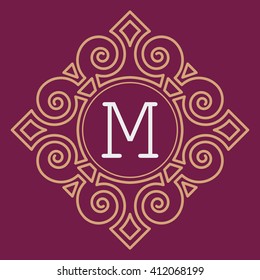 Vintage vector monogram. Elegant emblem logo for restaurants, hotels, bars and boutiques. It can be used to design business cards, invitations, booklets and brochures.