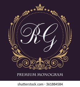 Vintage vector monogram. The past. Elegant emblem logo for restaurants, hotels, bars and boutiques. It can be used to design business cards, invitations, booklets and brochures
